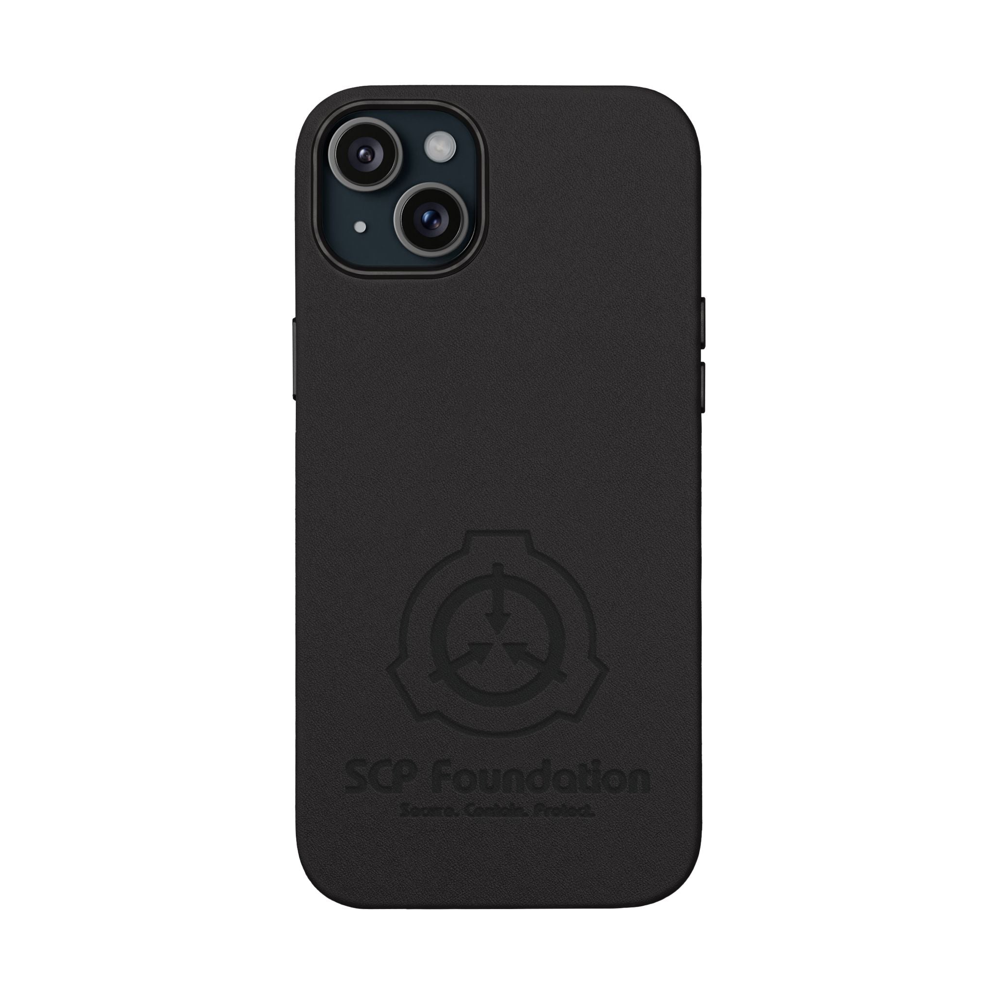 SCP Foundation PU Leather Phone Case — Embossed Logo Engraving