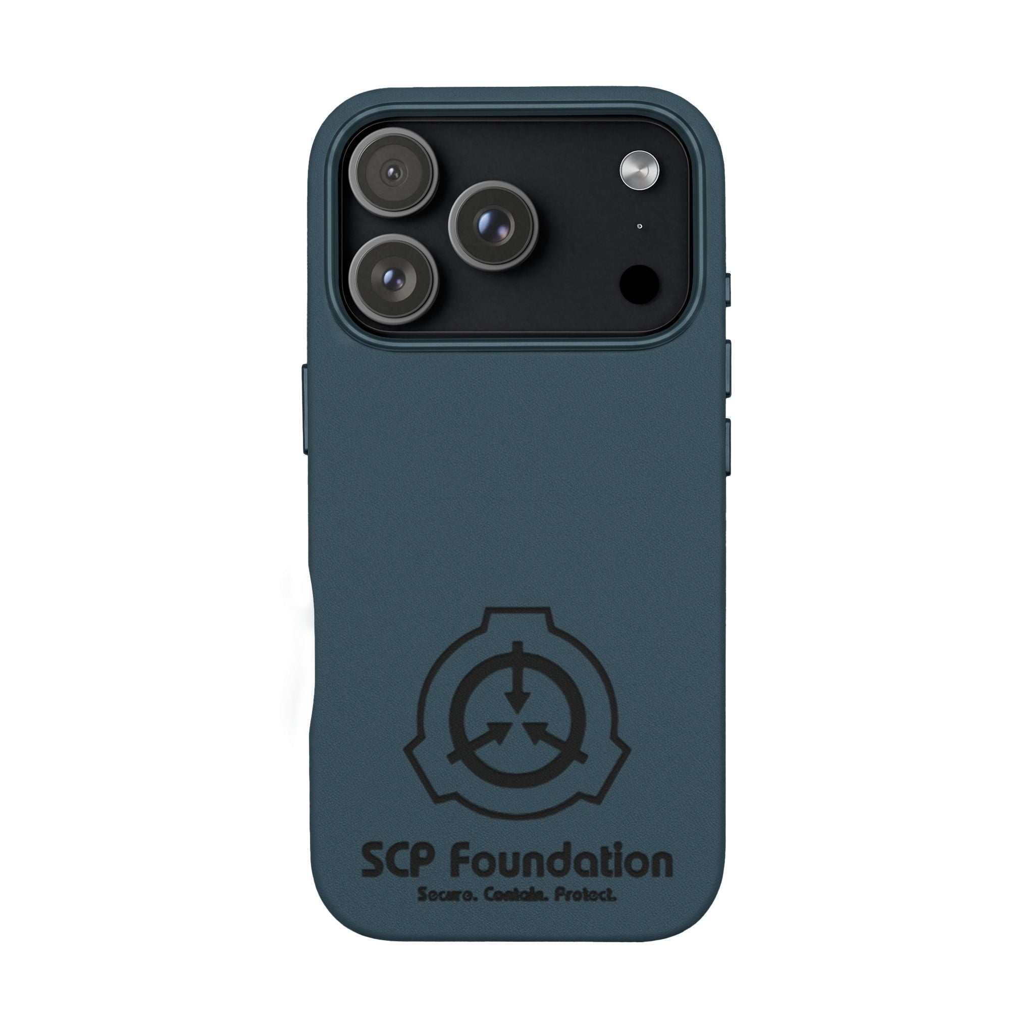 SCP Foundation PU Leather Phone Case — Embossed Logo Engraving