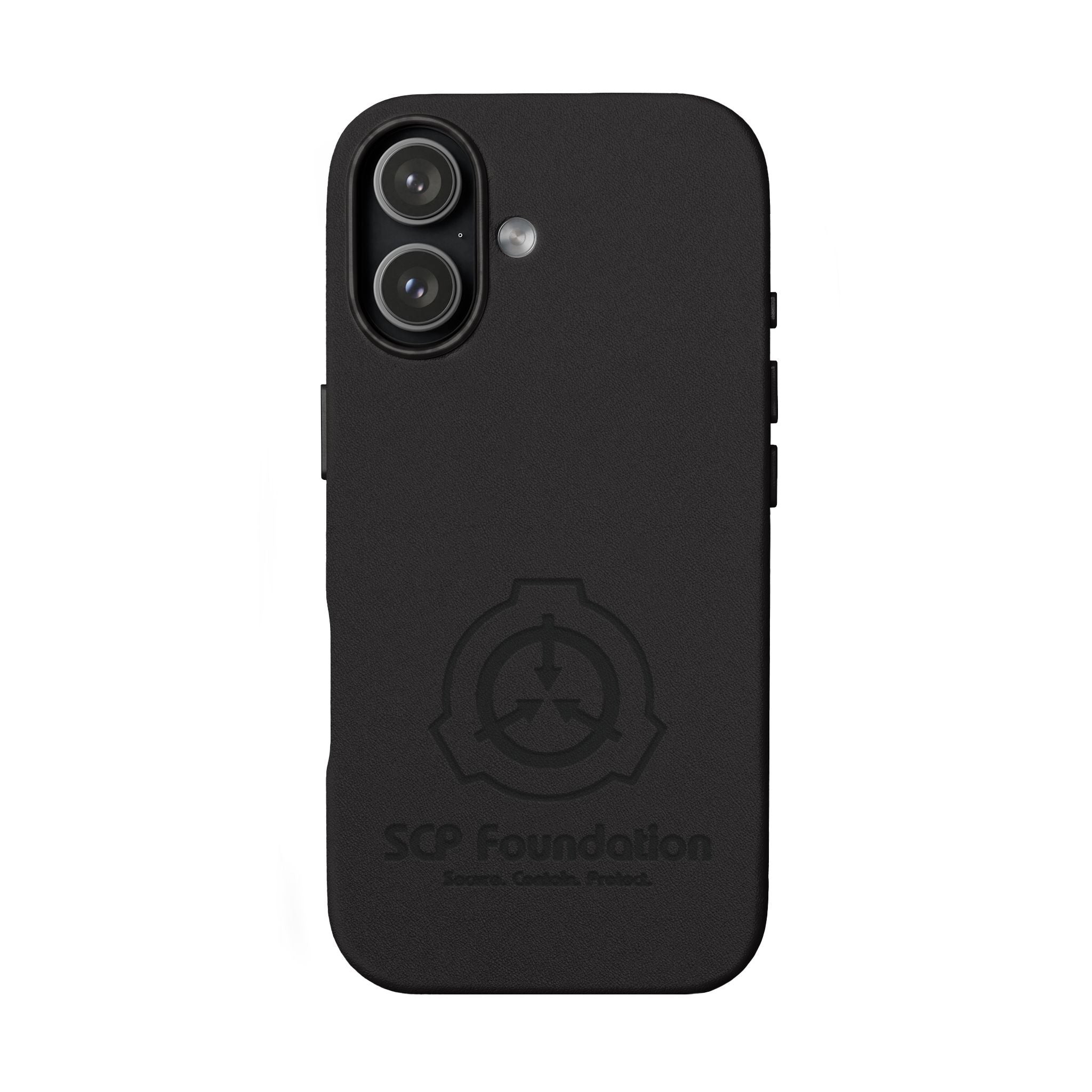 SCP Foundation PU Leather Phone Case — Embossed Logo Engraving