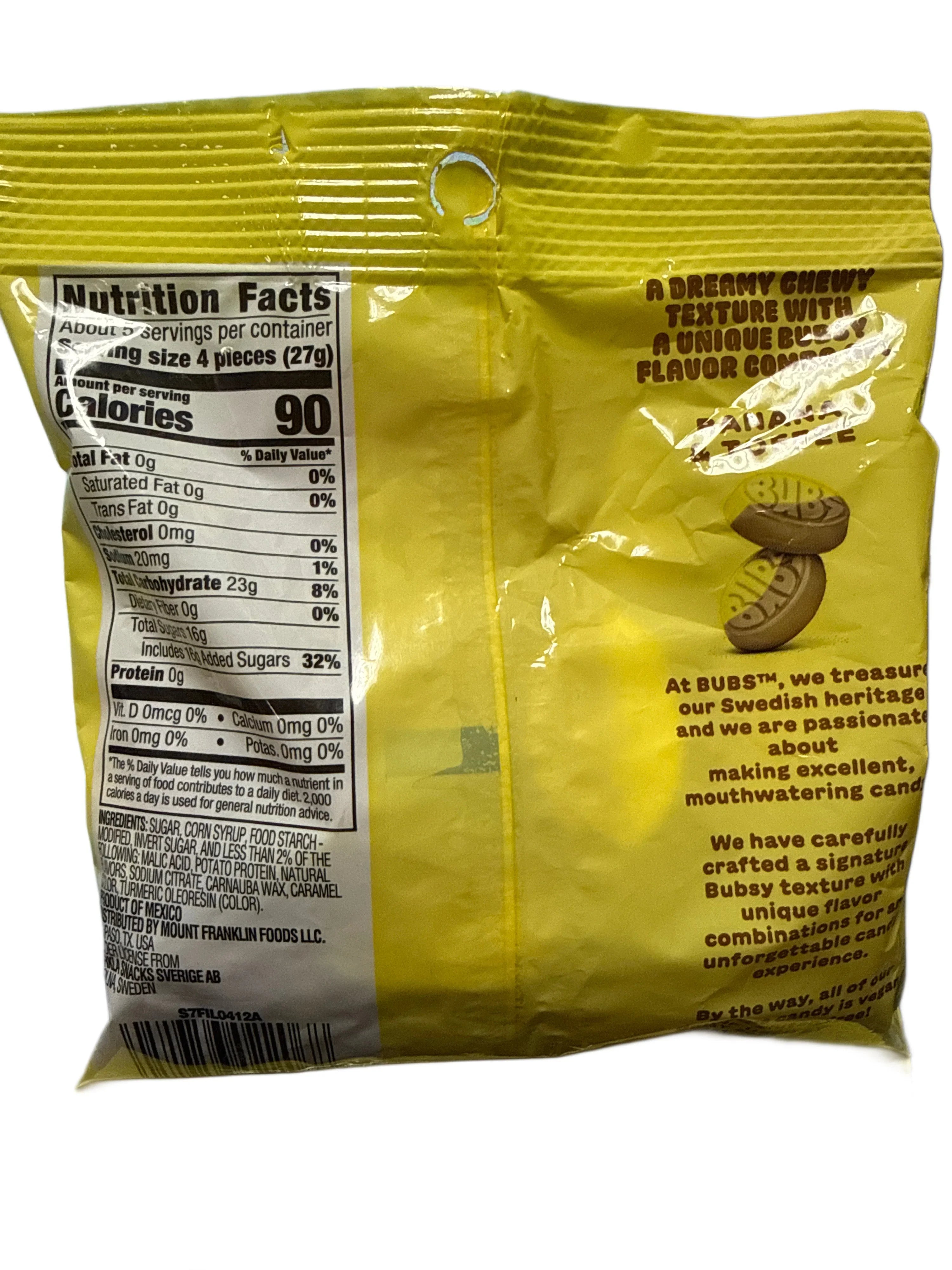 Bubs Goody Sour Ovals Banana Toffee Candy 175G - Swedish Edition