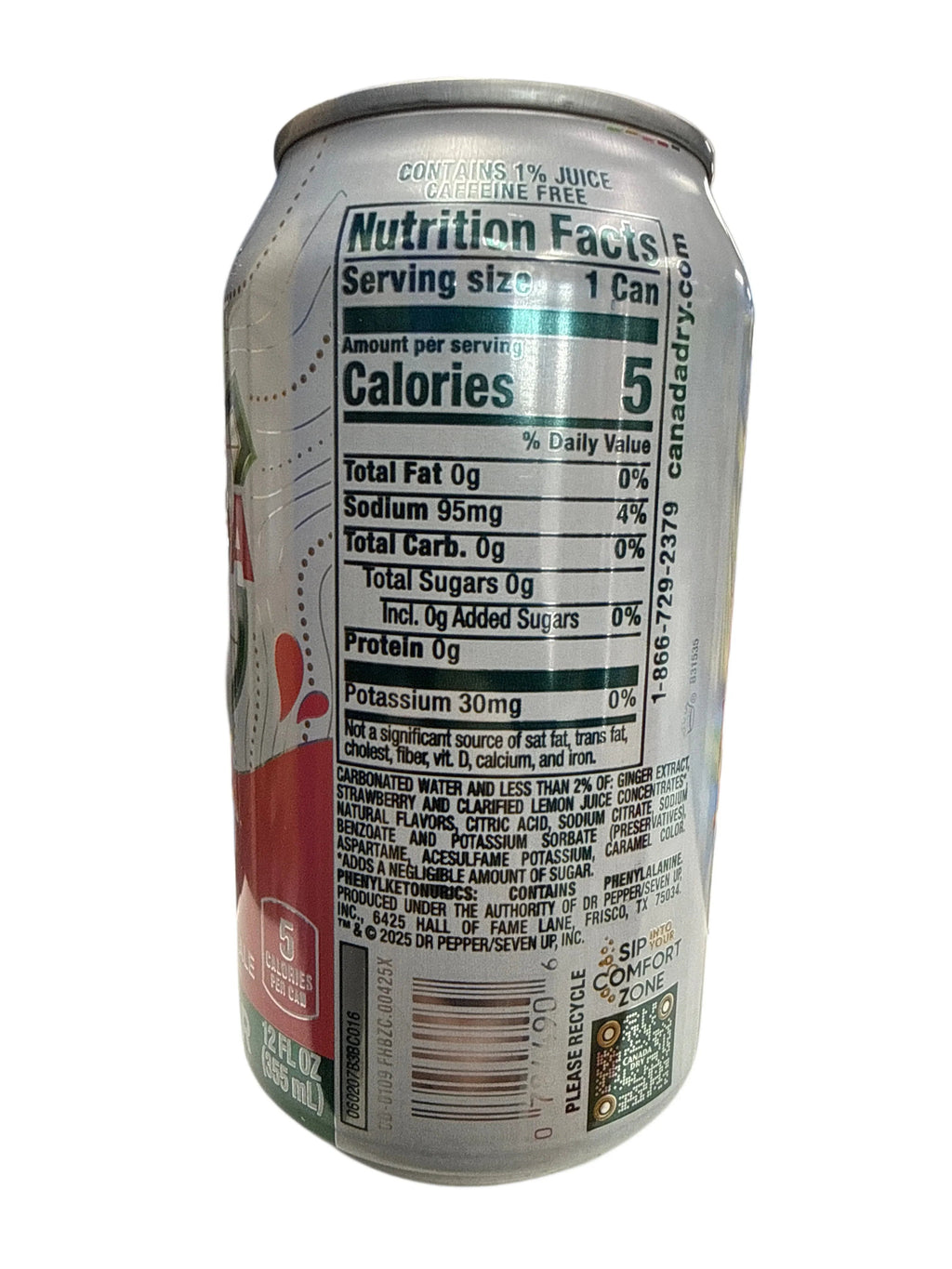 Canada Dry Zero Sugar Strawberry Fruit Splash 355ML - U.S Edition