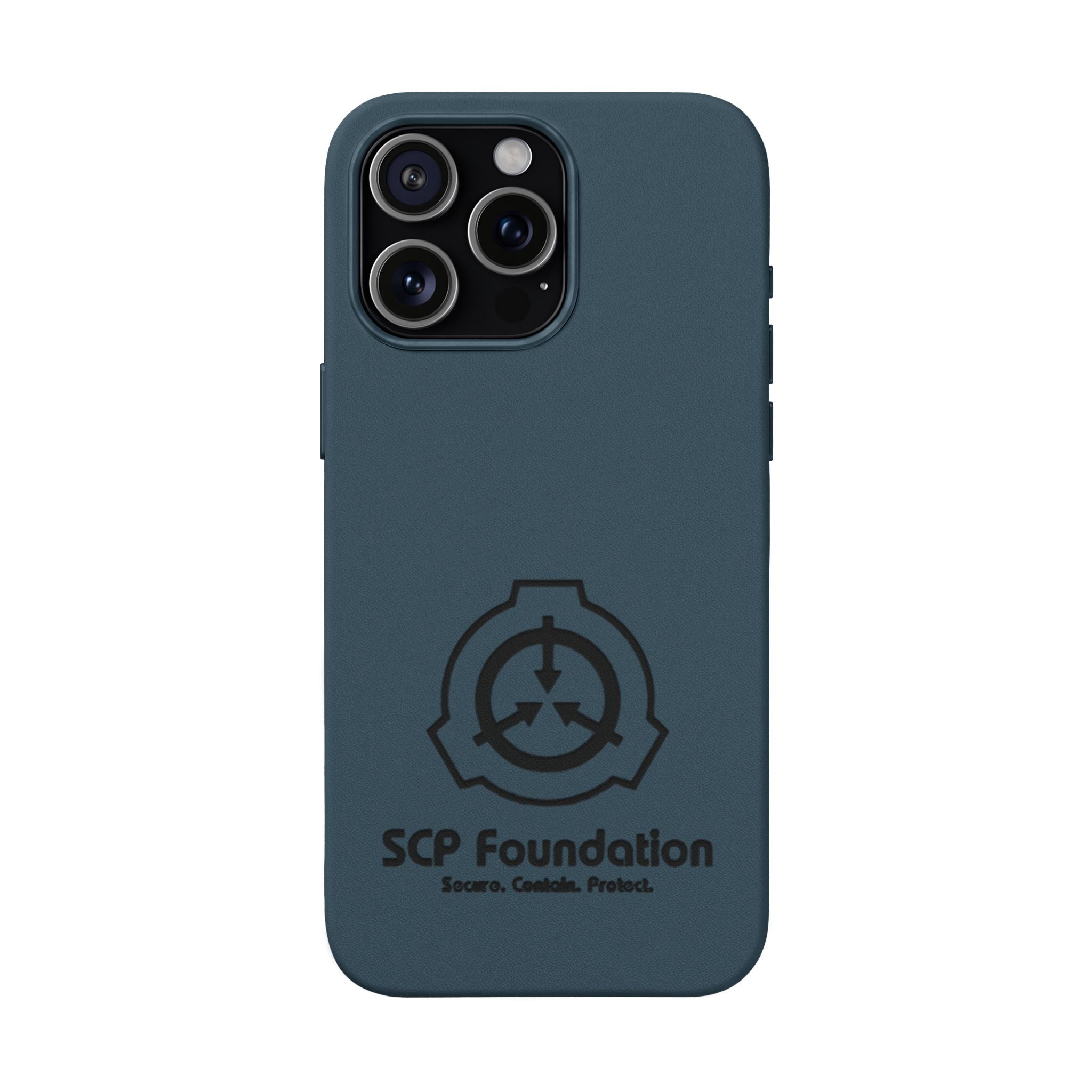 SCP Foundation PU Leather Phone Case — Embossed Logo Engraving