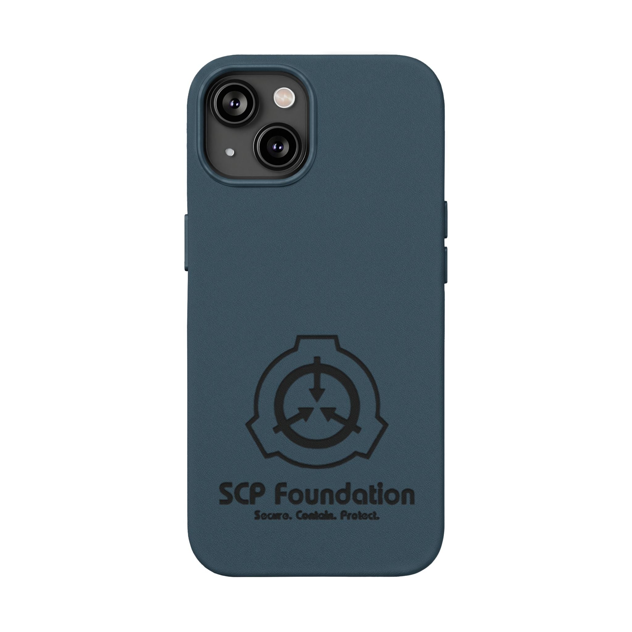 SCP Foundation PU Leather Phone Case — Embossed Logo Engraving