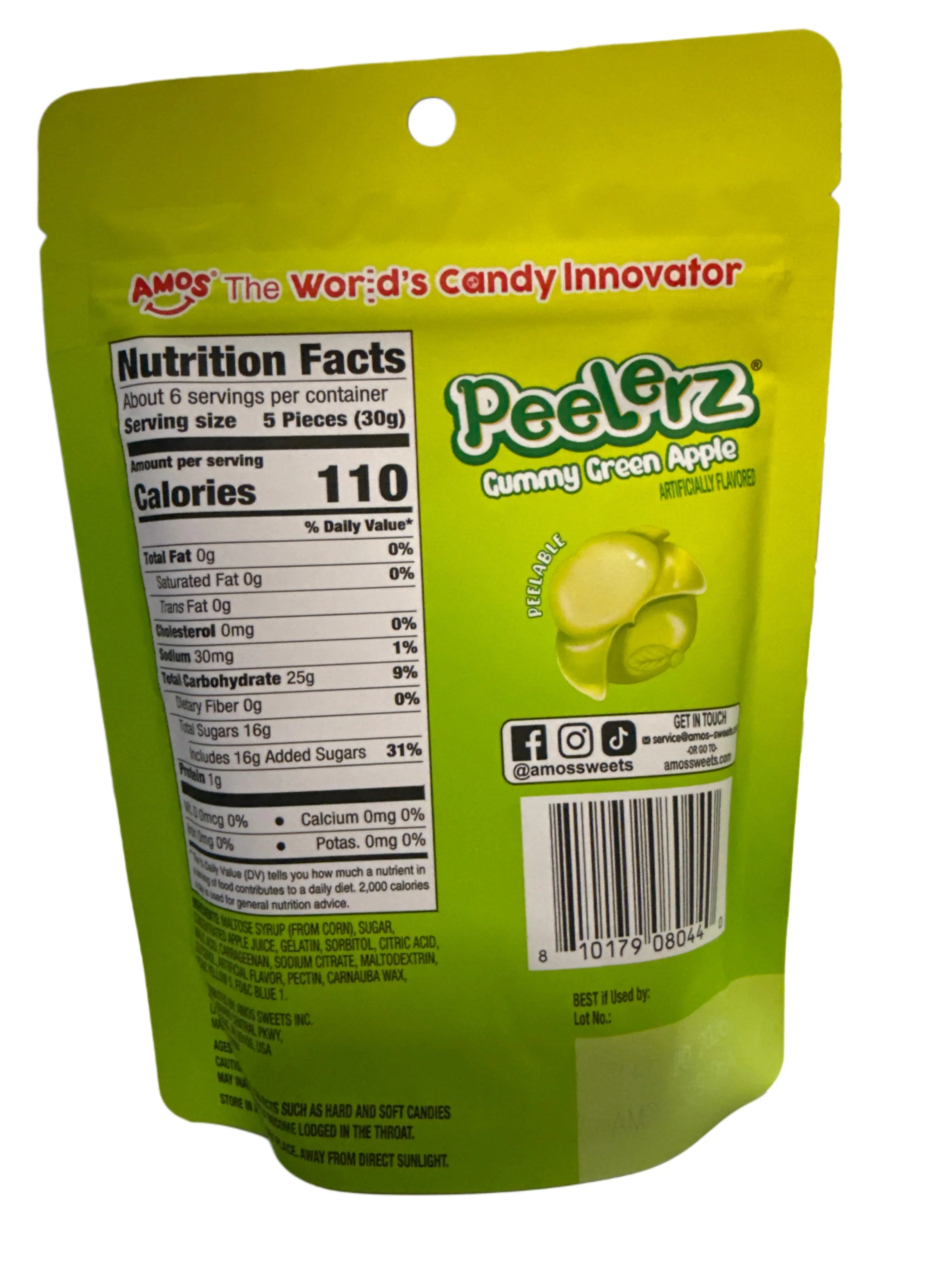 Amos Peelerz Green Apple Peelable Gummy Candy 170G - U.S Edition