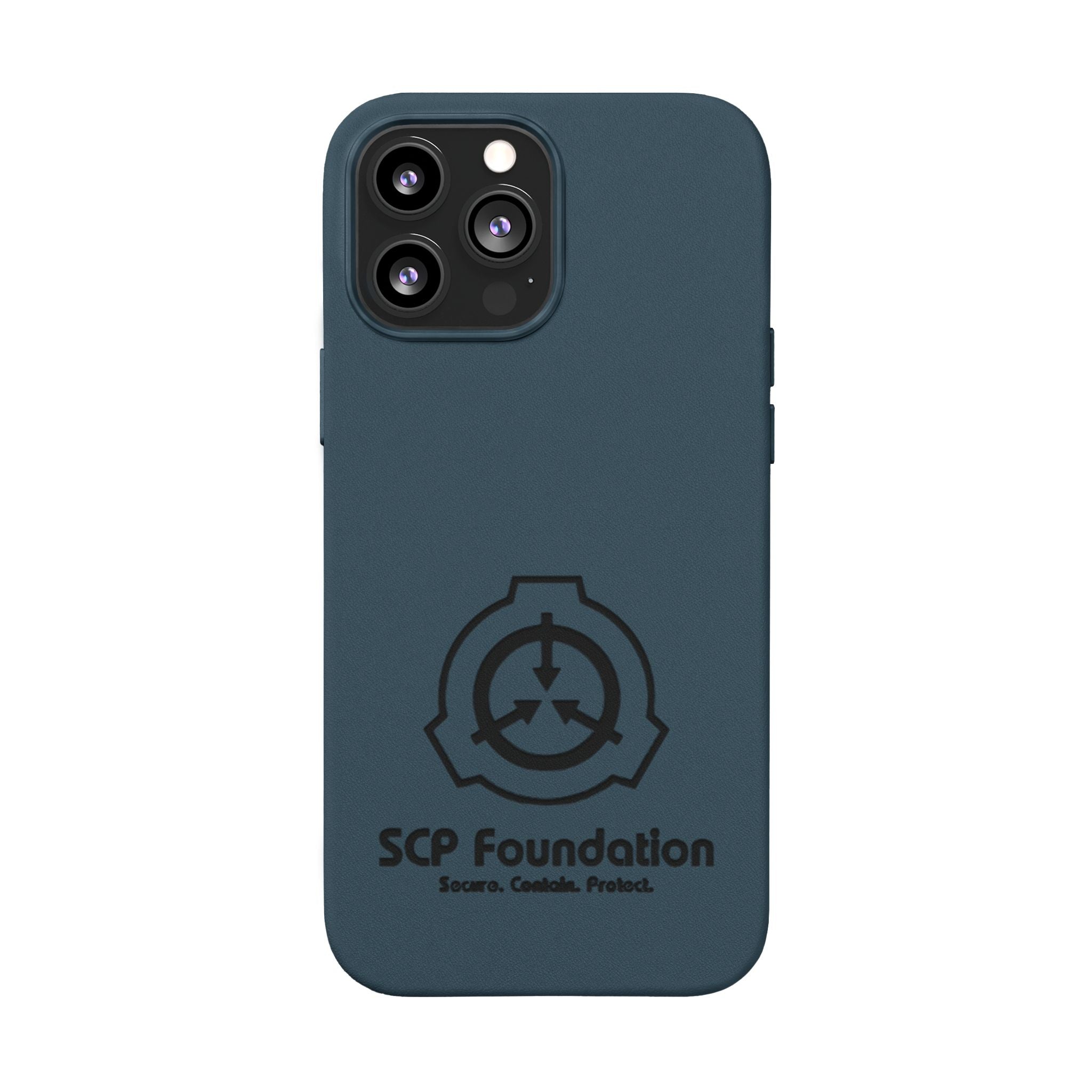 SCP Foundation PU Leather Phone Case — Embossed Logo Engraving