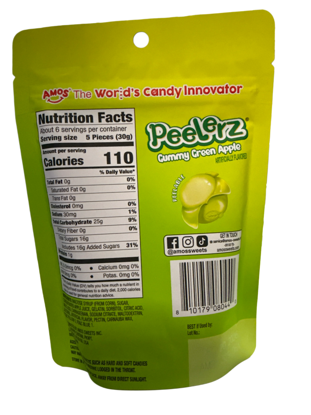 Amos Peelerz Green Apple Peelable Gummy Candy 170G - U.S Edition