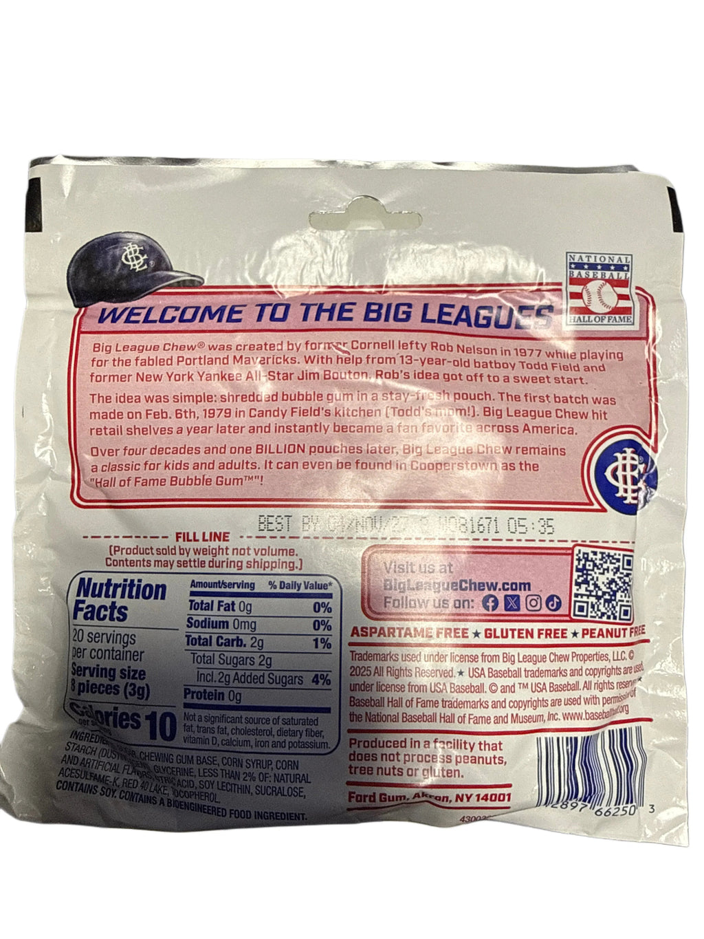 Big League Chew First Pitch Fruit Punch Bubblegum 60G - U.S Edition