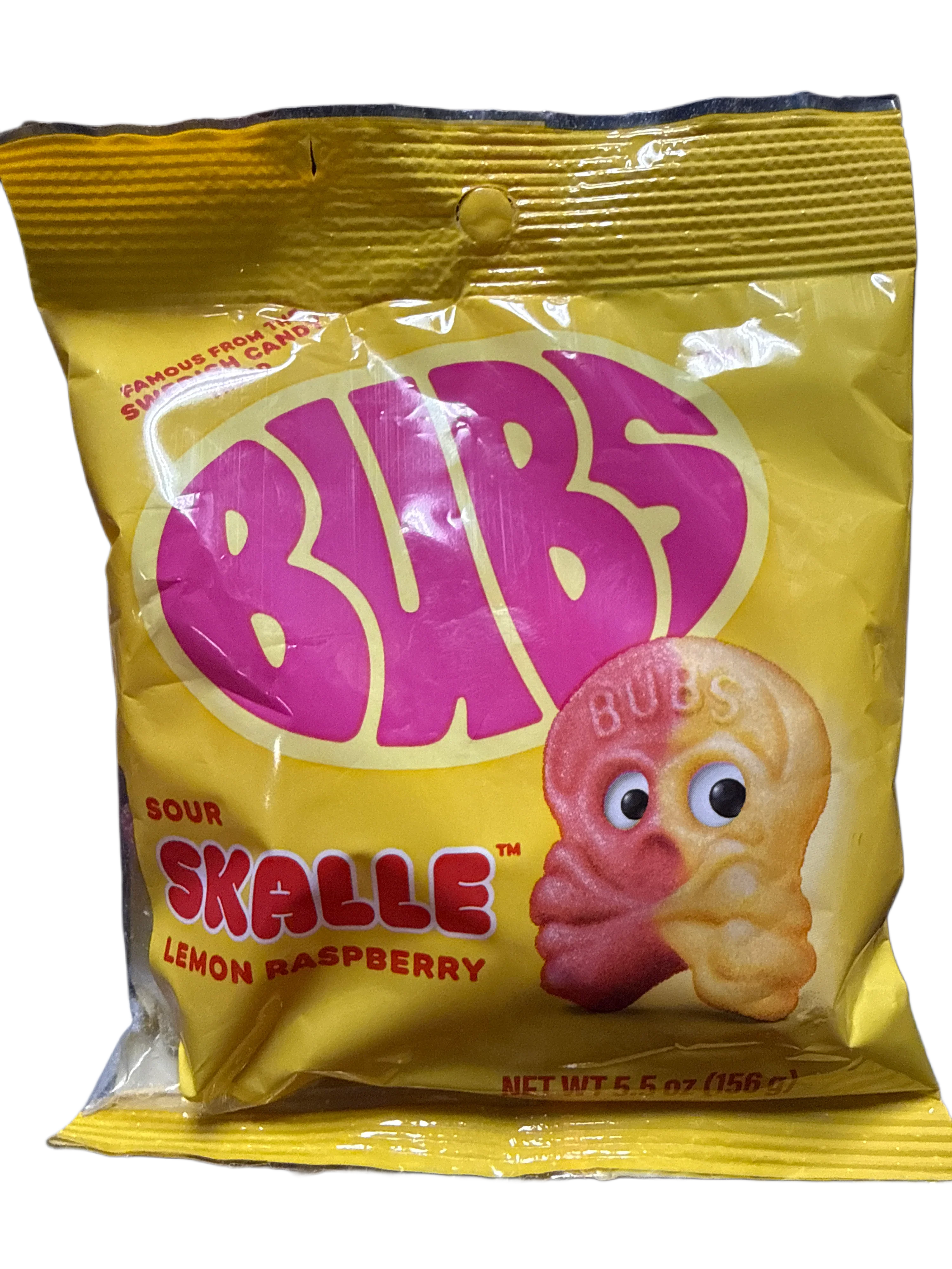 Bubs Sour Skalle Lemon Raspberry Flavoured Candy 156G - Sweden Edition