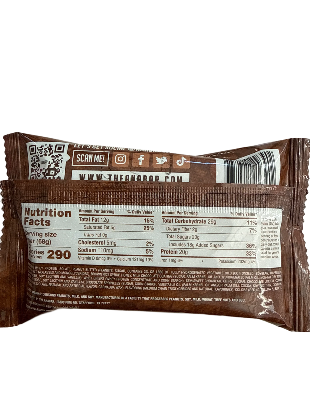 Anabar Triple Chocolate Wasted Flavour protein Bar 68G - U.S Edition