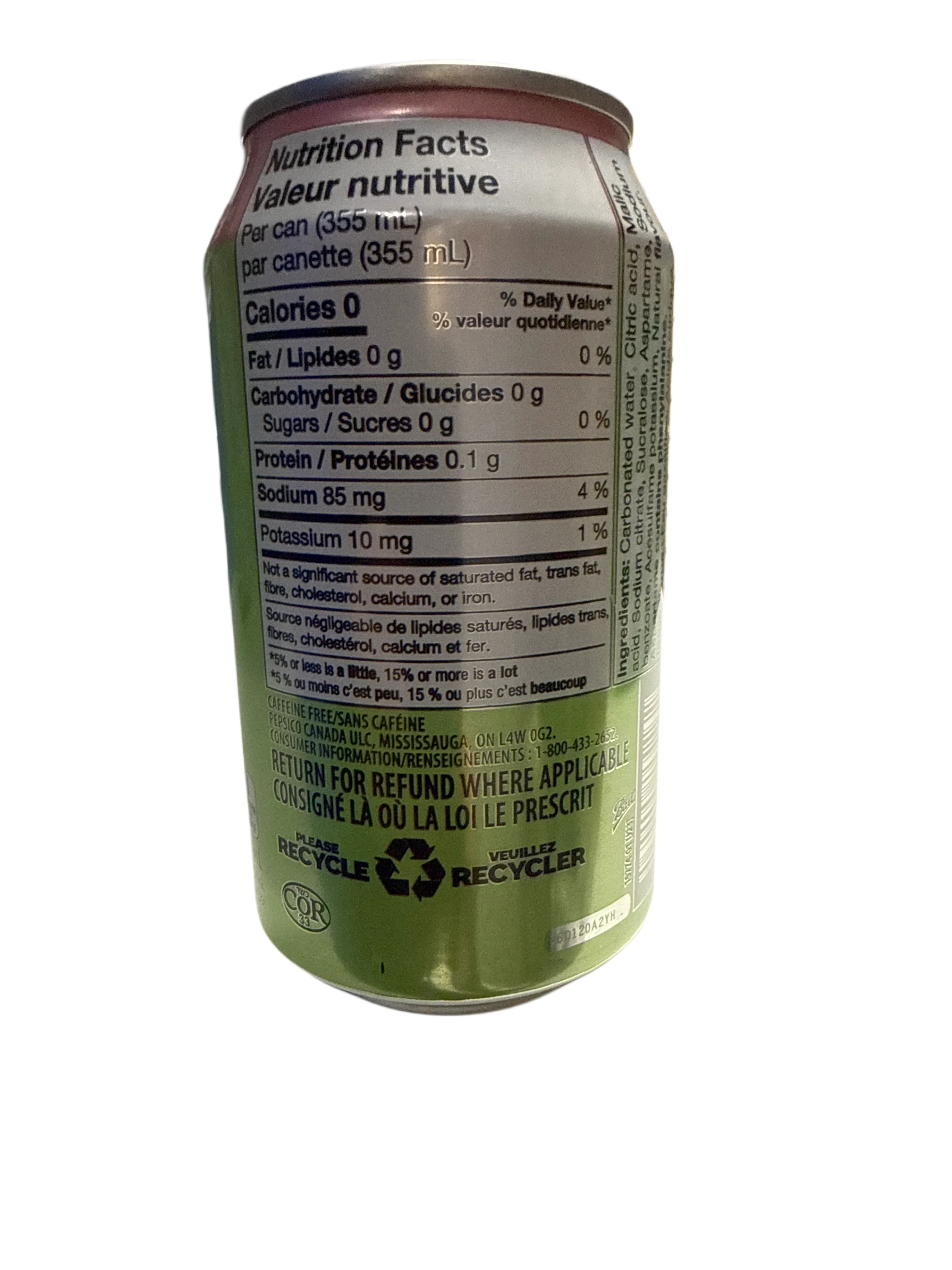 7UP Zero Sugar Grapefruit Soda 355ML - Canadian Edition
