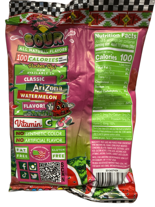Arizona Sour Watermelon Fruit Snacks 142G - U.S Edition