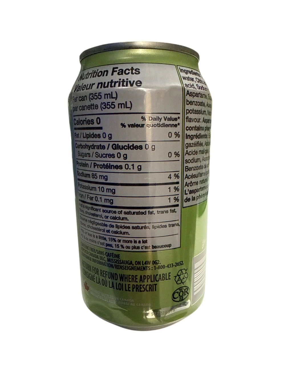 7UP Zero Sugar Lemon Lime Soda 355ML - Canadian Edition