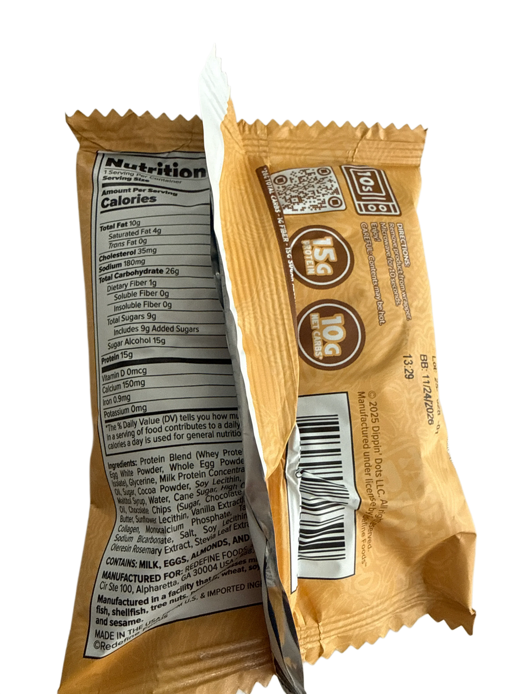 Dippin Dots 15 Gram Chocolate Chip Cookie Protein Donut 75G - U.S Edition