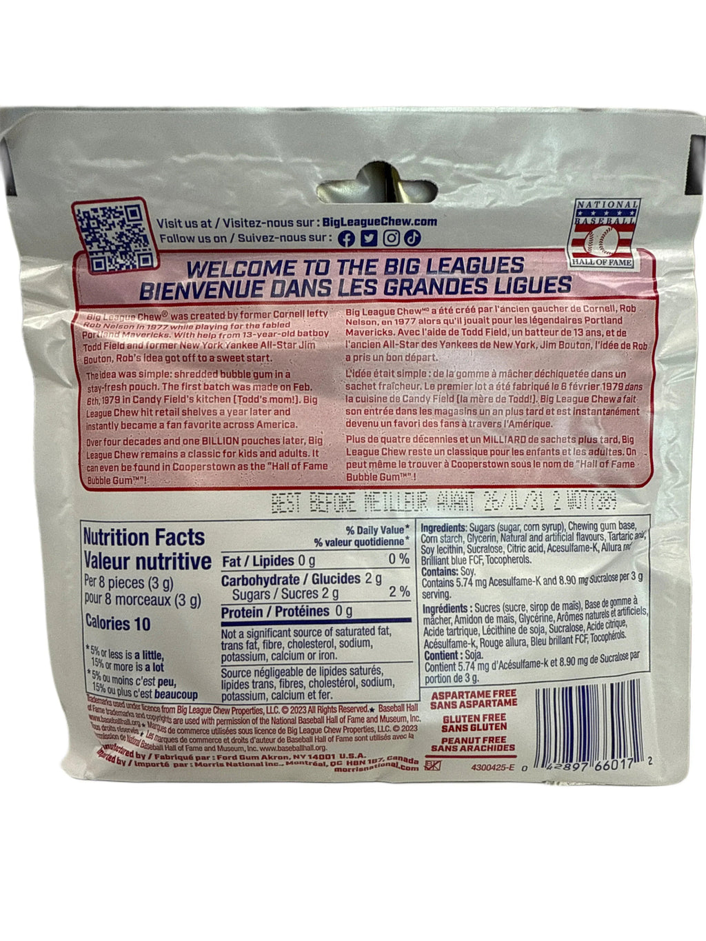 Big League Chew Ground Ball Grape Flavour 60G - U.S Edition