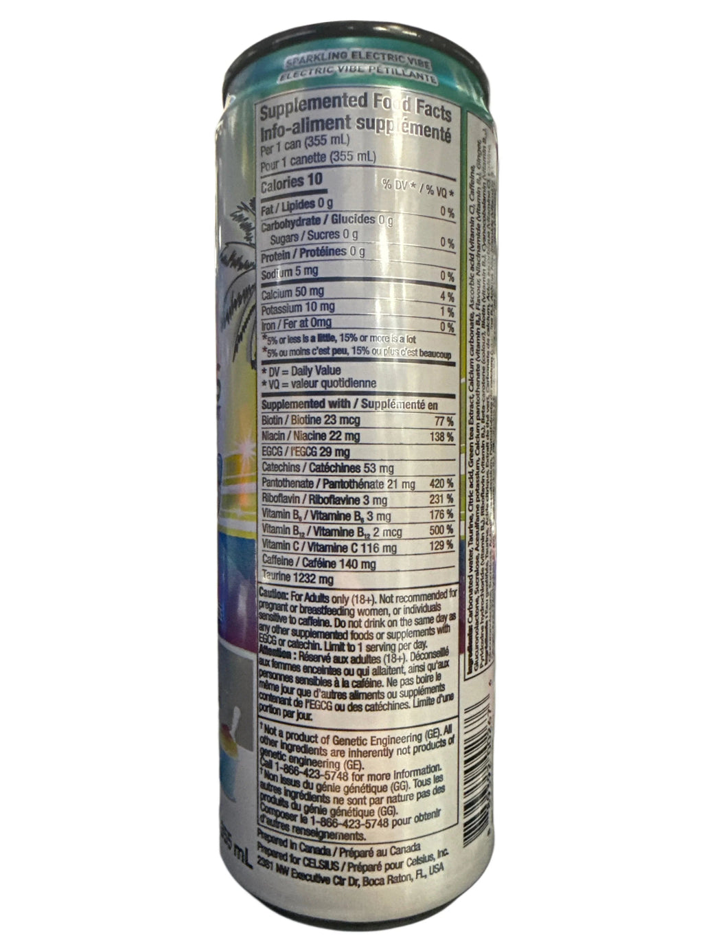 Celsius Limited Edition Zero Sugar Electric Vibe Sparkling Tropical Freeze Energy Drink 355ML - Canadian Edition