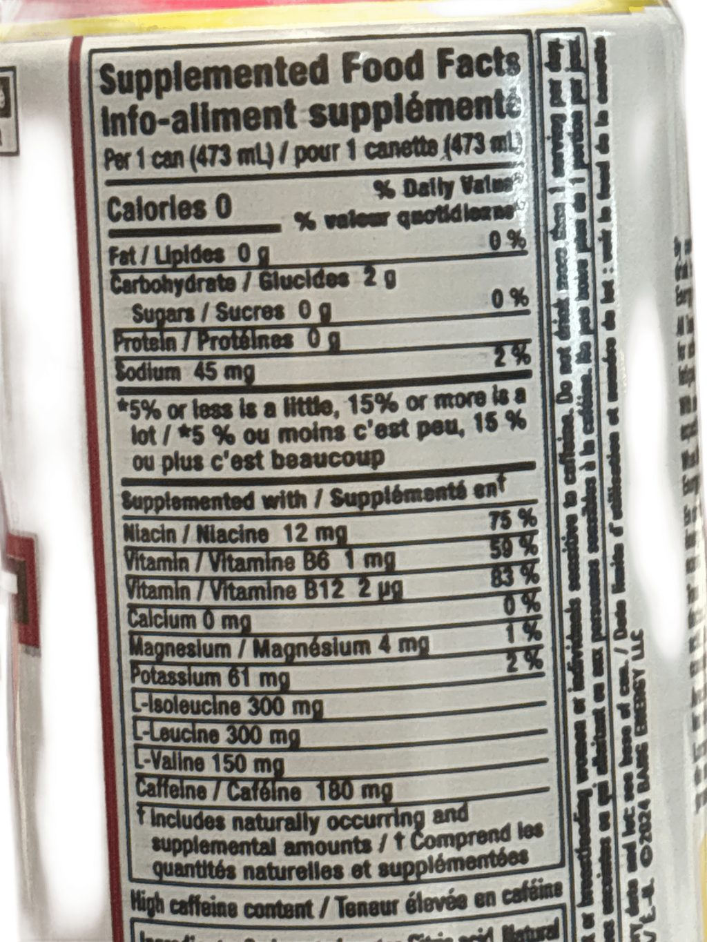BANG Energy Zero Sugar Black Cherry Drink 473ML - Canada Edition