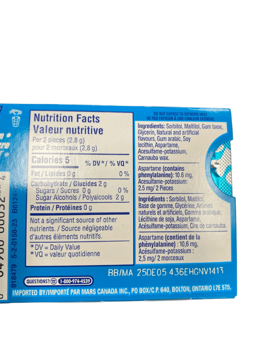 Excel Peppermint Gum 12 Pieces - Canadian Edition
