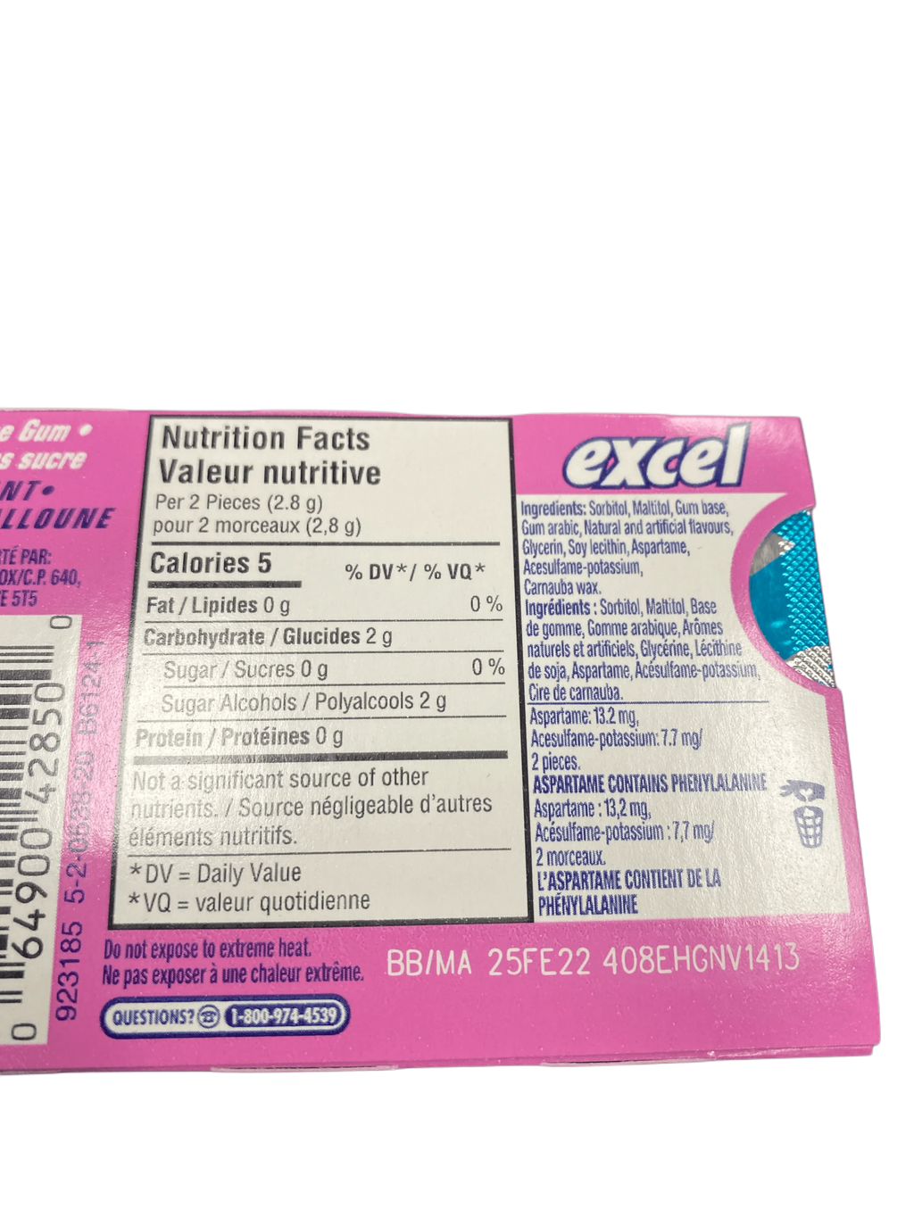 Excel Bubblemint Gum 12 Pieces - Canadian Edition