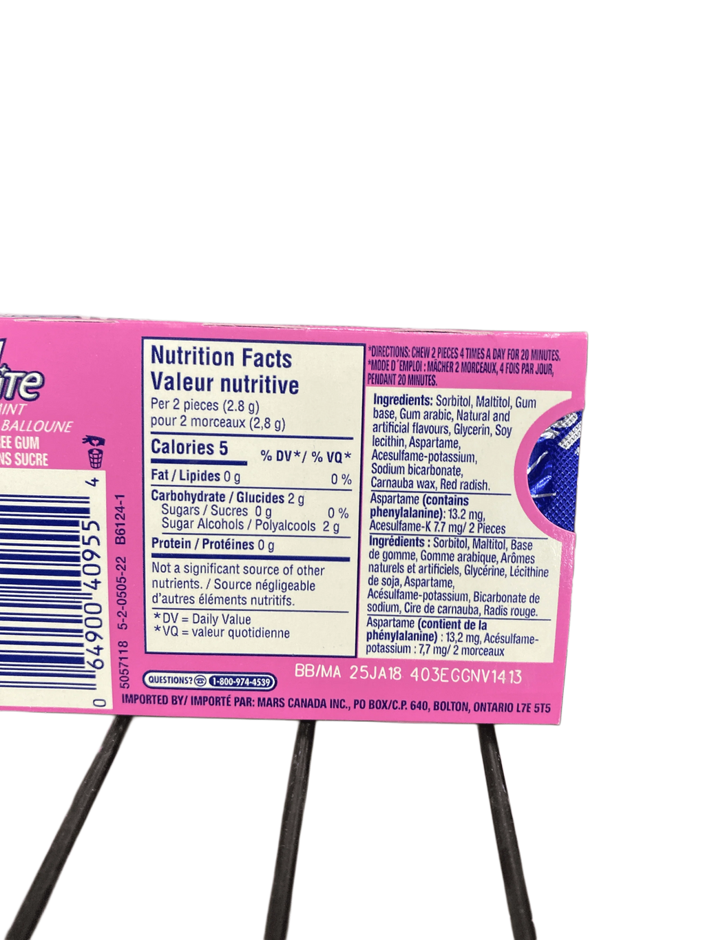 Excel White Bubblemint Gum 12 Pieces - Canadian Edition