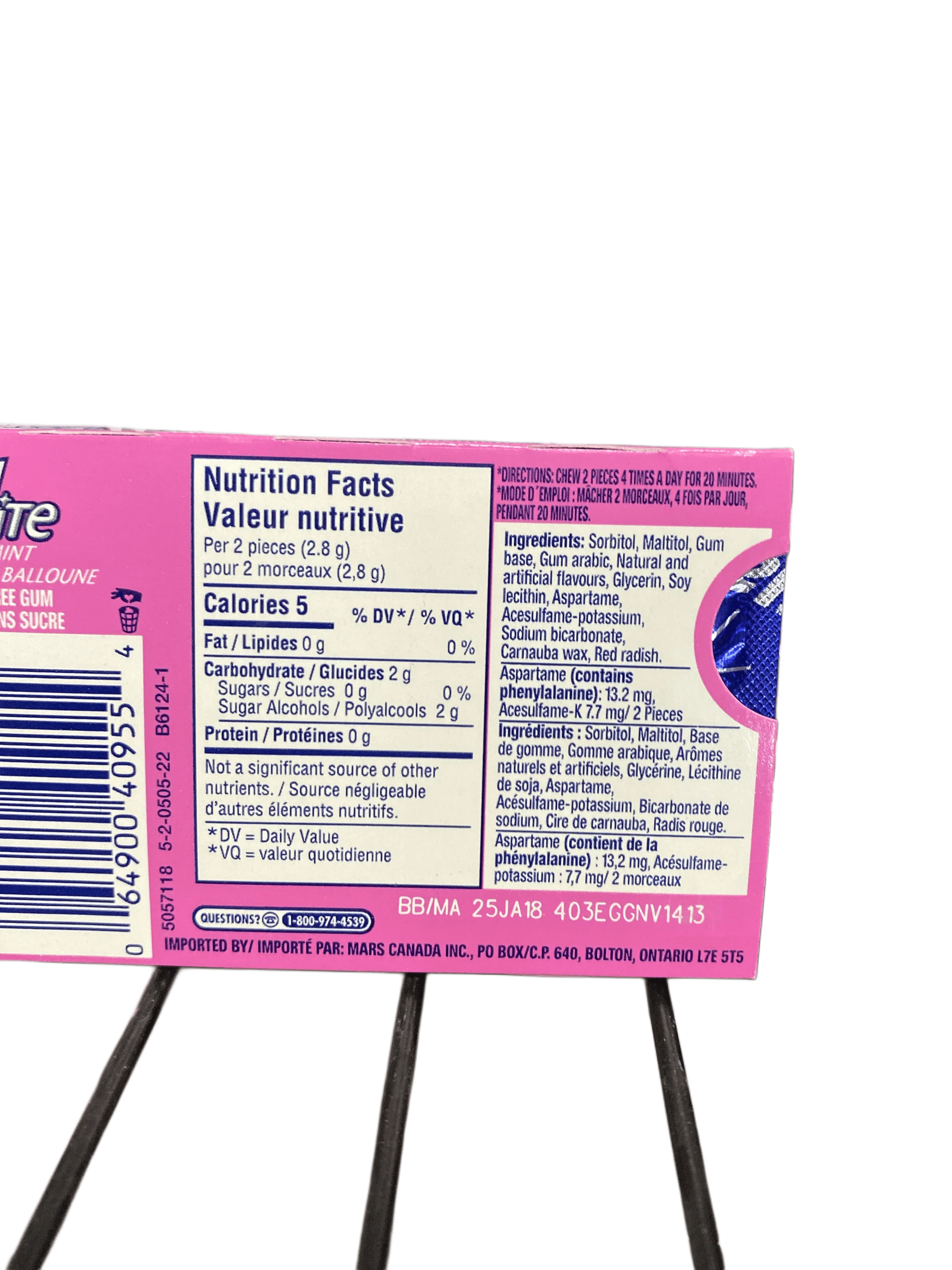 Excel White Bubblemint Gum 12 Pieces - Canadian Edition