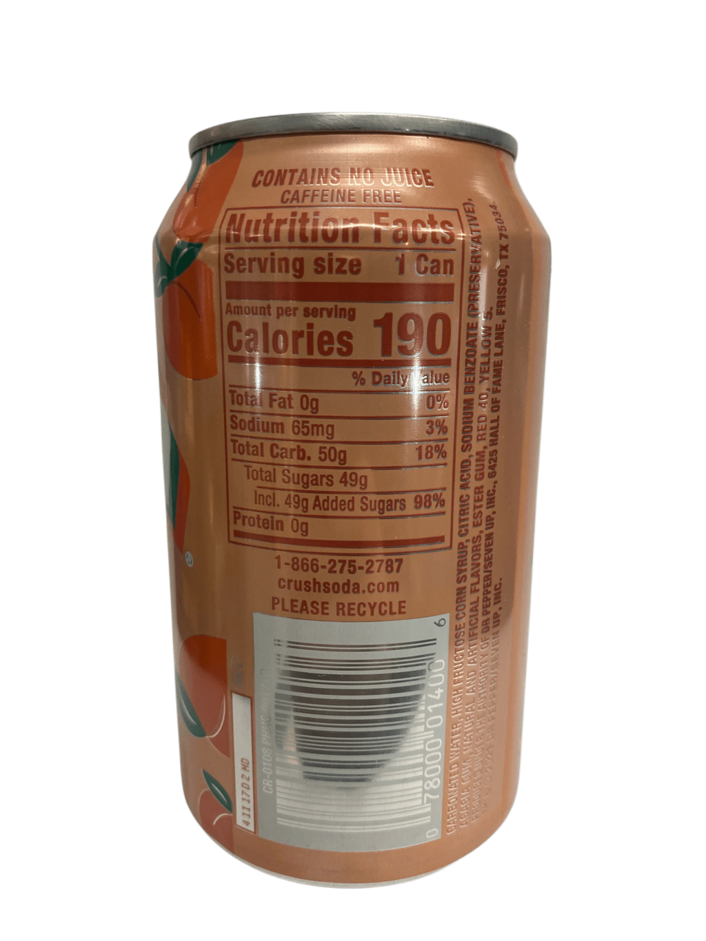 Crush Peach Soda Can 355ML - U.S Edition