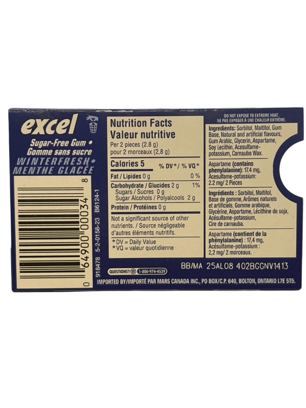 Excel Winter Fresh Gum 12 Pieces - Canadian Edition