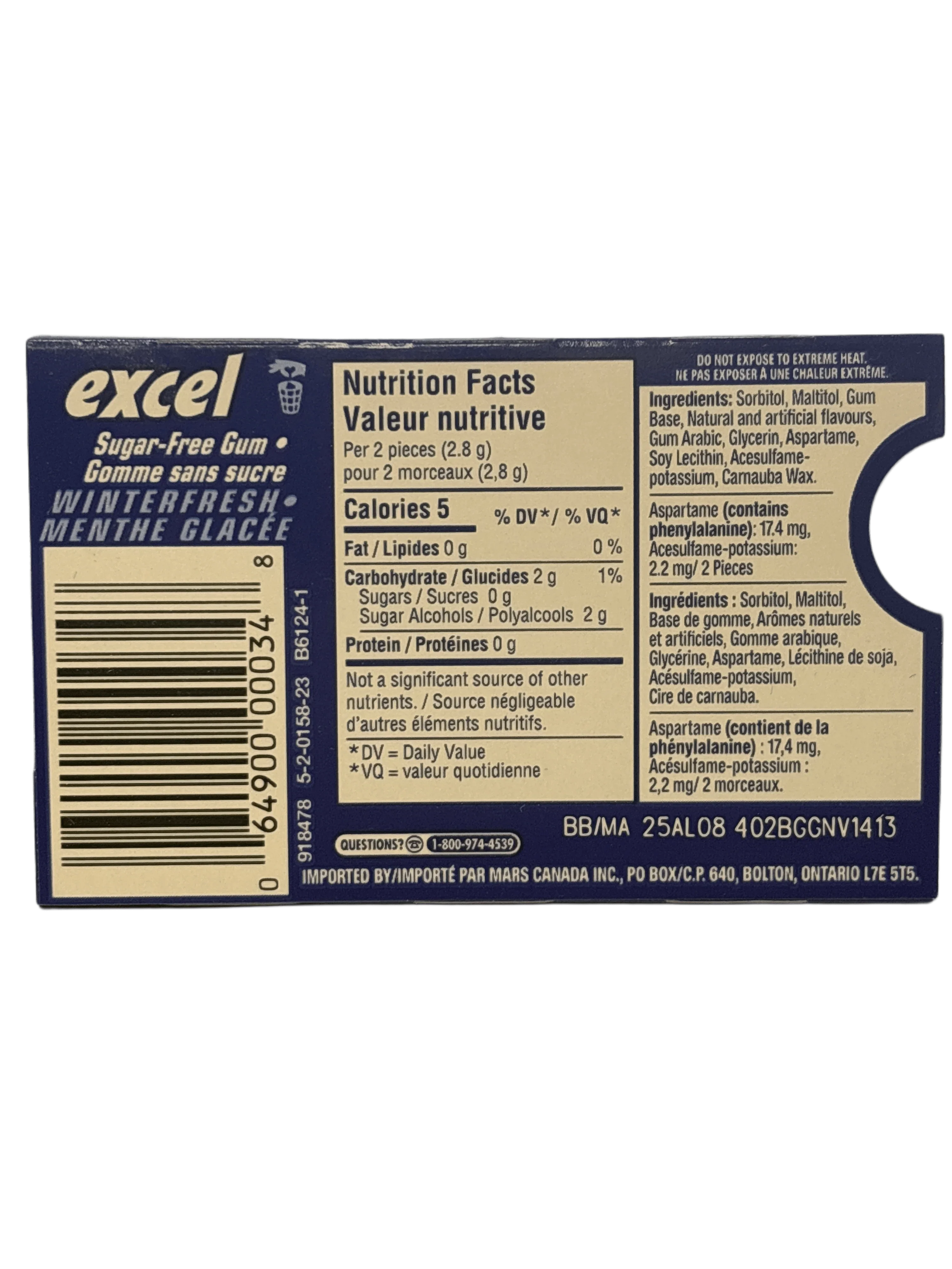 Excel Winter Fresh Gum 12 Pieces - Canadian Edition