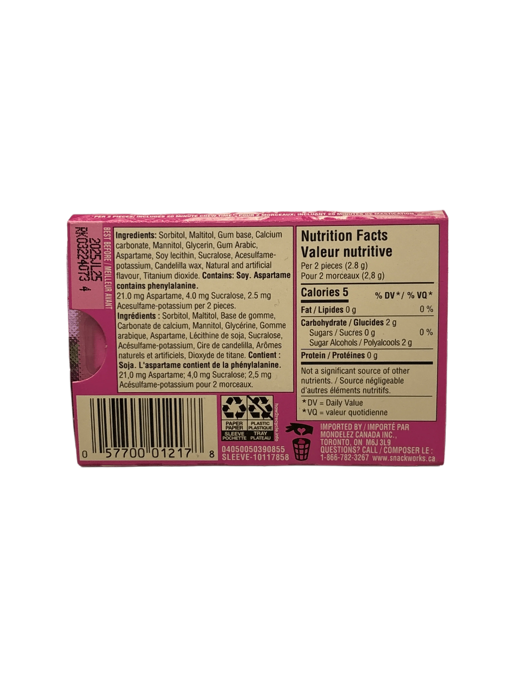 Dentyne Ice Arctic Bubble Gum 12 Pieces - Canadian Edition