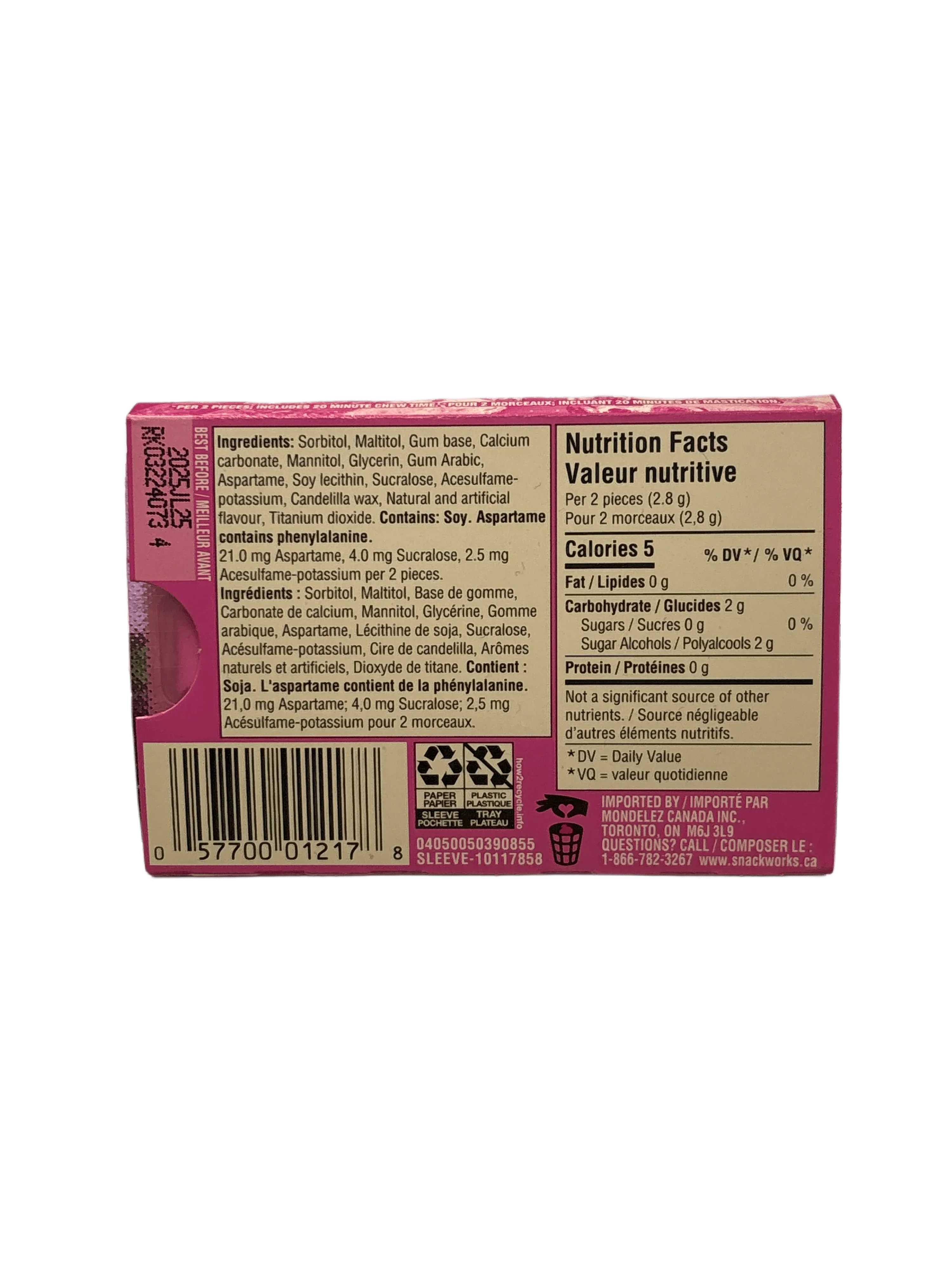 Dentyne Ice Arctic Bubble Gum 12 Pieces - Canadian Edition